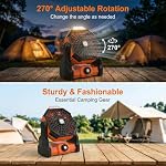 Ninonly Camping Fan, 3 IN 1 Camping Fan for Tent, 24000mAh Rechargeable Tent Ceiling Fan, Battery Operated Tent Fan with LED Light Hanging Hook, Portable Fan for Outdoor Fishing Car Emergency Outages
