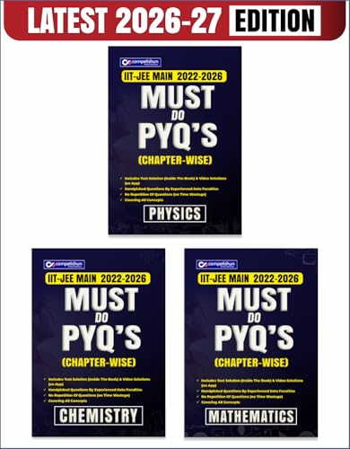 Image of COMPETISHUN JEE Main PYQ PCM 3 Book Combo Set Physics Chemistry Mathematics Chapterwise Solved Papers Must Do PYQs Previous Year Questions 2026-2022
