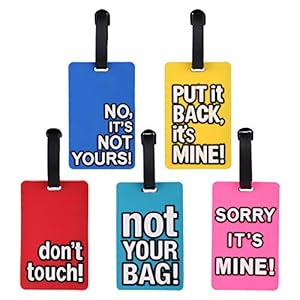 Firtink 5 Pack Luggage Tag with Name ID Card, Colorful Secure Travel Suitcase Bag Baggage Tag Labels