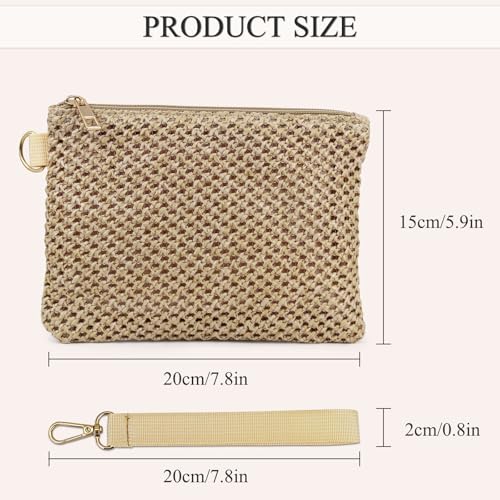 Image of Straw Clutch Purses for Women, Bohemian Straw Handbag Small Summer Beach Bag Wristlet Wallet with Zip