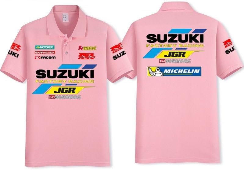 [TABBY] 夏用F1サイクリング半袖ポロシャツ（男女兼用） (M 120-140ポンド,ピンク) [並行輸入品]