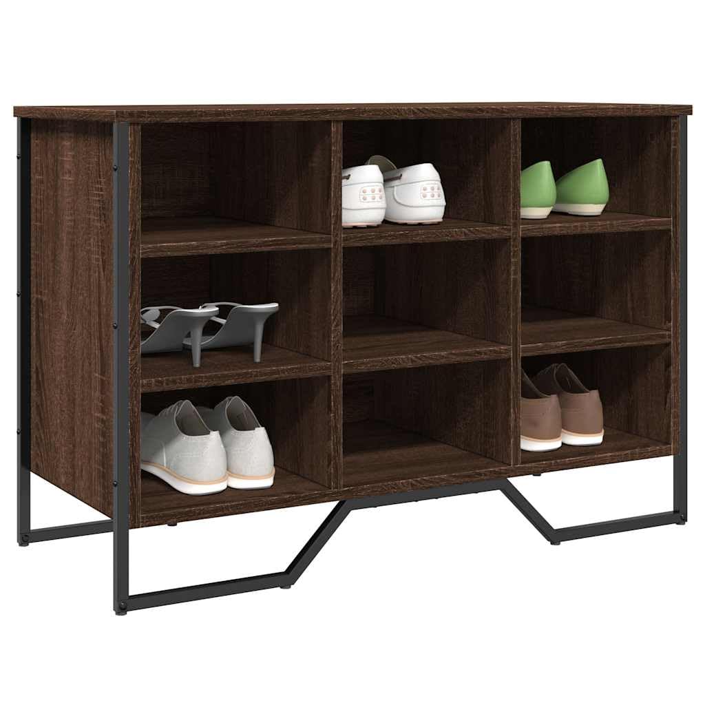 Regał na buty, brązowy, imitacja dębu, materiał drewnopochodny z metalowymi nogami, 90 x 38 x 61,5 cm, szafka na buty do przedpokoju, sypialni, przechowywanie i porządek z ławką do