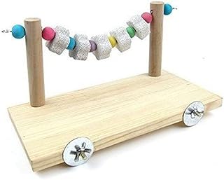 Litewoo Chinchilla Wooden Platform Perch with Teeth Chew Lava Stone Toys for Rat Hamster Squirrel Guinea Pig Chinchilla Bird Parrot