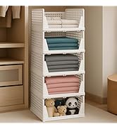 JD FRESH 5 Pieces Stackable Wardrobe Organizer for Storage/Foldable Cupboard Organiser for Clothe...
