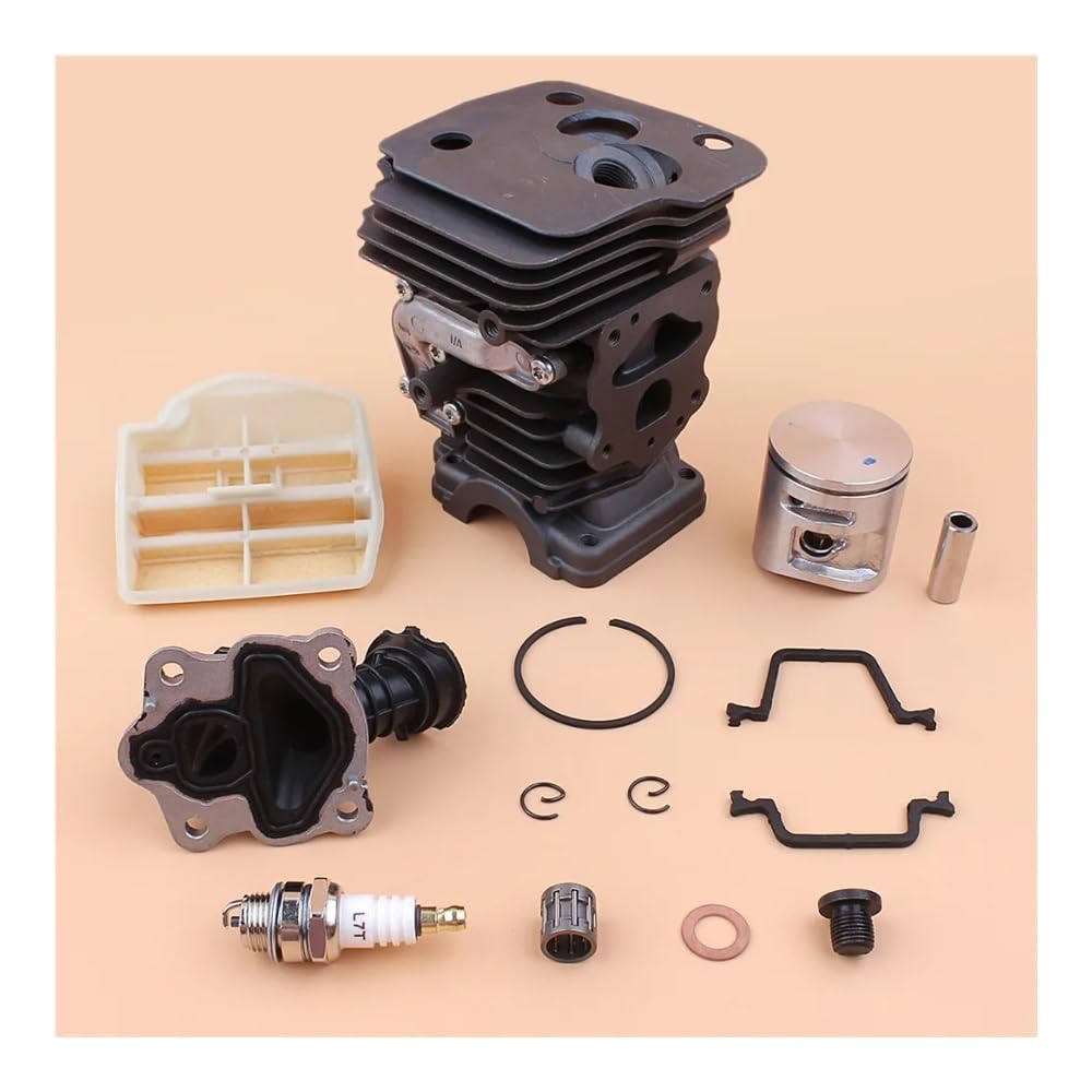 Kit de colector de admisión de filtro de aire de pistón de cilindro de 42 mm for motor de motosierras de gasolina 445 E 445E Piezas de reconstrucción de motosierras Piezas de repuesto