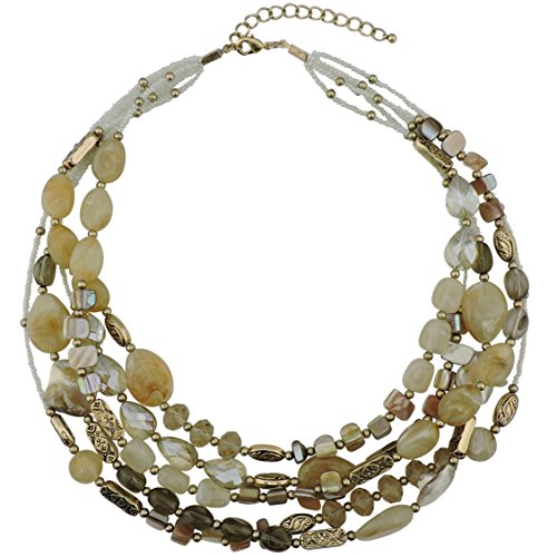 Bocar Multi Layer 5 Strand Statement Collar Beaded Necklace for Women Gift(NK-10376)