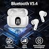 Btootos Wireless Earbuds Bluetooth 5.4 Headphones Bass Stereo Ear Buds with Noise Cancelling Mic LED Display in Ear Earphones IP7 Waterproof 36H Playtime for Laptop Pad Phones Sports Workout White