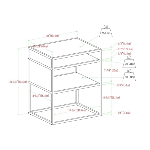 Walker Edison Industrial Modern Metal Frame Wood Rectangle Side Accent Table Set Living Room Storage Shelf End Table, 20 Inch, Grey Wash #TOP2