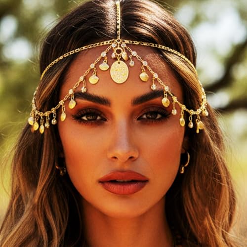 GORAIS Gold Shell Head Chain Boho Chain Headband Egyptian Costume Headpiece for Women