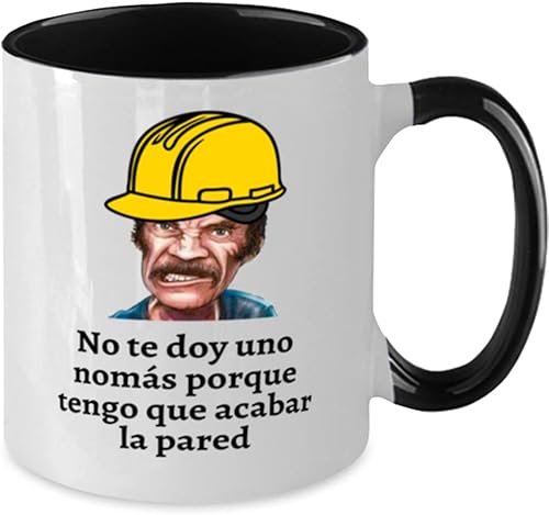 Miniatura 2 de Regalo para trabajador de construcción taza de café 2 colores negro y blanco no te doy una nomas
