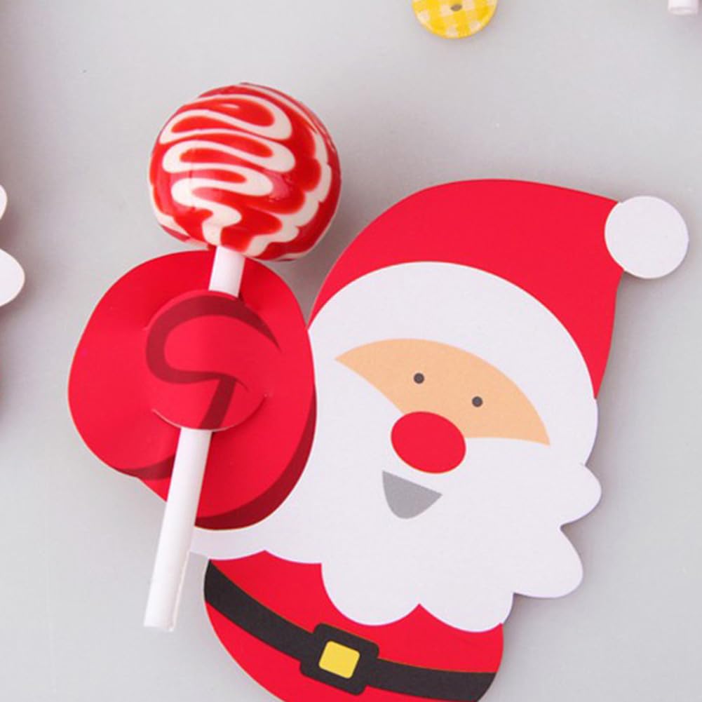CRGANGZY Dibujos animados Papá Noel pingüino muñeco de nieve papel Candy Holder Festival Theme 50pcs Candy Lollipop decoración tarjetas niños dulces regalos paquete envoltura