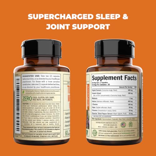 Vimerson Health Turmeric, Melatonin & Valerian Root Sleep Aid Supplement. Natural Sleep Aid For Adults With L-Theanine thumb #8