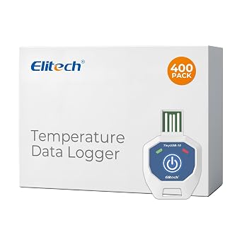 Elitech 400 Pack Temperature Data Logger Single Use 90 Days in-Transit Trip Disposable Temperature Recorder PDF Report Tiny but Elite TinyUSB -1040C