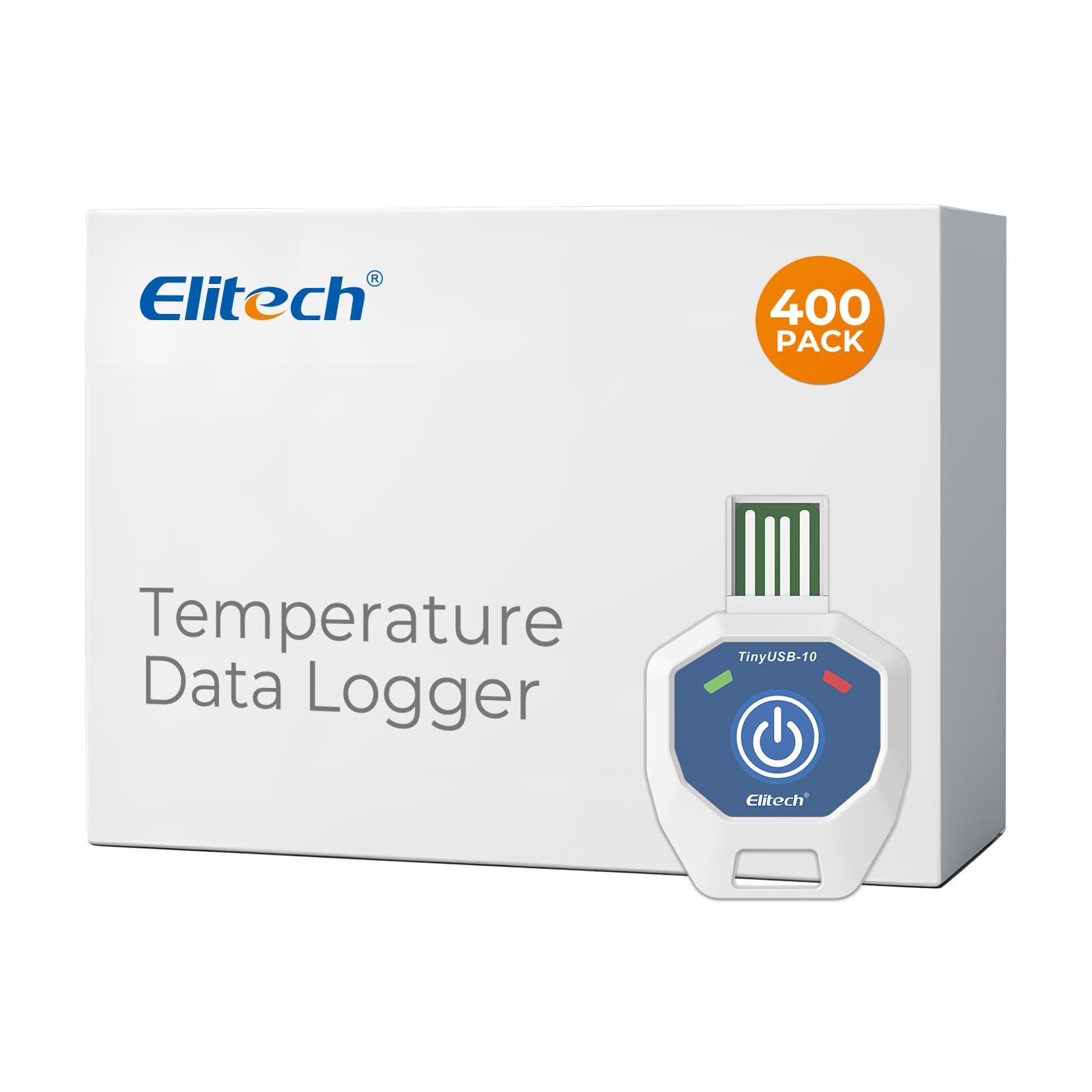 Elitech 400 Pack Temperature Data Logger Single Use 90 Days in-Transit Trip Disposable Temperature Recorder PDF Report Tiny but Elite TinyUSB -10～40℃