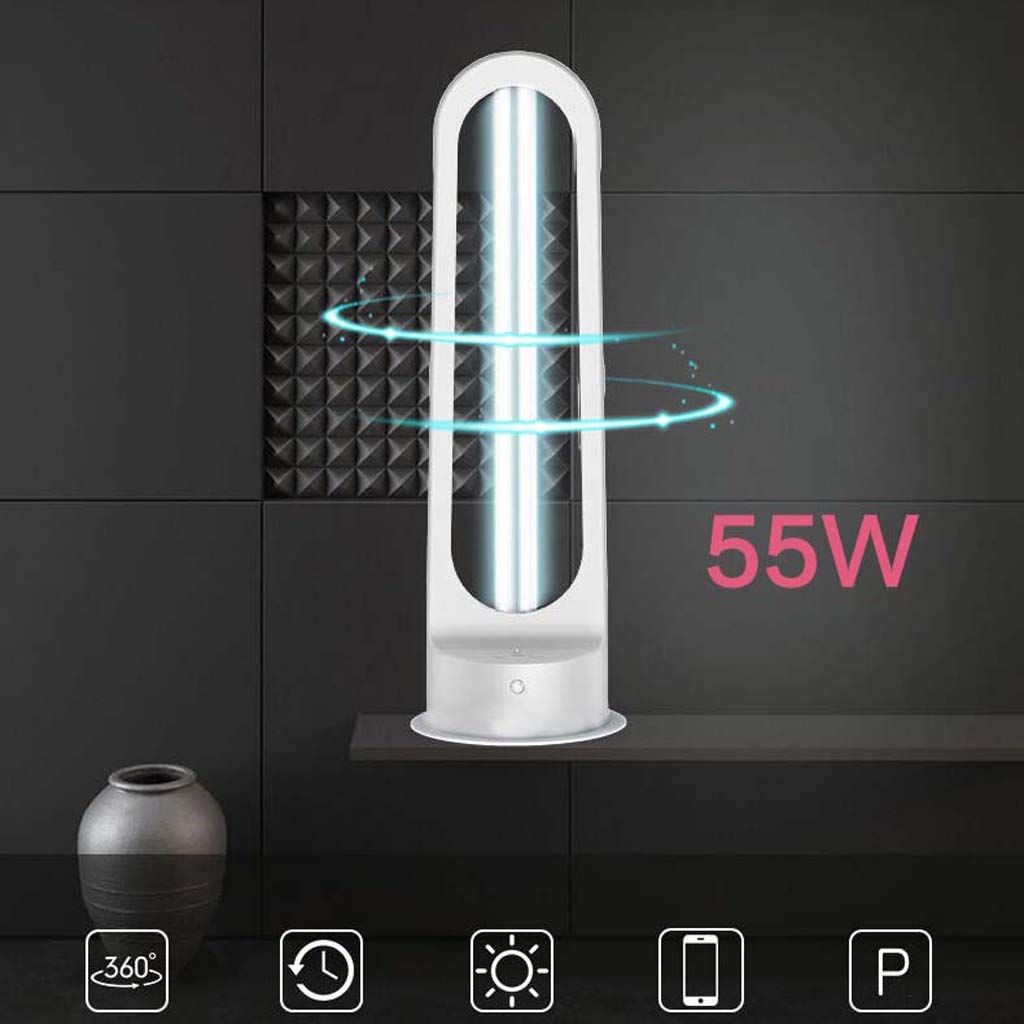 TJH Lámpara de desinfección UV de 55 vatios, lámpara de esterilización con ozono portátil y lámpara de eliminación de ácaros | Inducción del Cuerpo Humano-Protección de retardo 10S-con Control Remoto