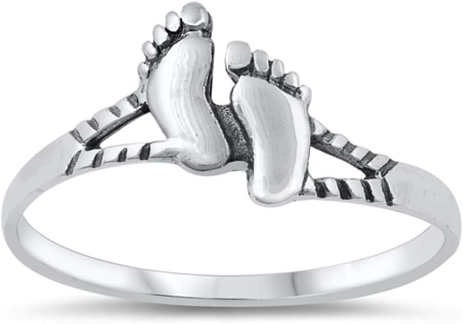 Beautiful Chevron Cutout Footprint Ring New .925 Sterling Silver Band Sizes 4-10