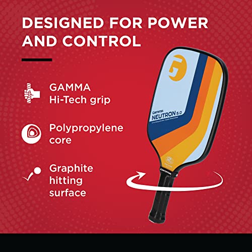 Gamma Sports 5.0 Pickleball Paddle, Graphite Pickleball Paddle with Polypropylene Core and Honeycomb Grip, Blue and Orange, 4 (1/8) by GAMMA - Image 8