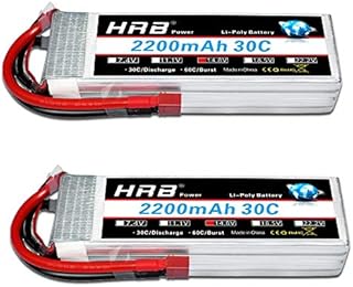 HRB 2PCS 2200mAh 14.8V 4S 30C RC LiPo Battery Pack with Deans T Plug for RC Airplane Helicopter Quadcopter Vehicle Boat