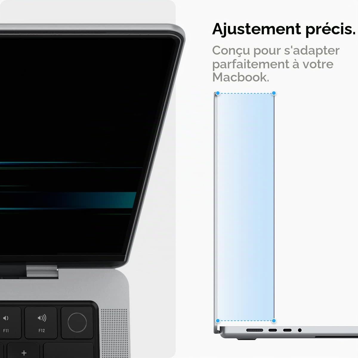 Spigen SafeView Filtre de Confidentialité pour MacBook Pro 14 Pouces (M5 Pro/M5 Pro Max(2026)/M5(2025)/M4 series/M3 series/M2 series/M1 series), 1 Unité, Anti-espion, Avec chiffon de nettoyage et étui