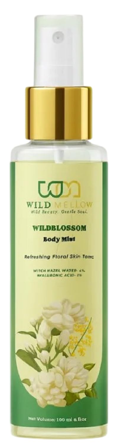 Wild Mellow Wildblossom Body Mist, Refreshing Floral Skin Tonic with Witch Hazel Water and Hyaluronic Acid, 100ml-picture-20
