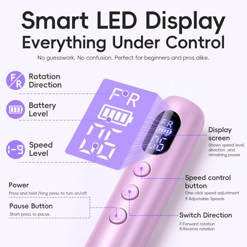 PEACECOLOR Cordless Electric Nail Drill File Kit Long-Lasting Rechargeable - image 3