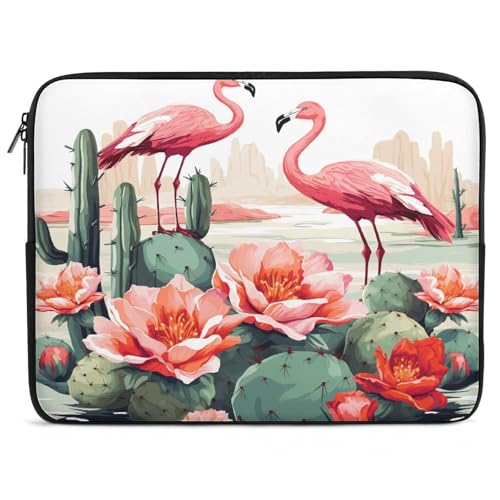 Funda para laptop de 17 pulgadas impermeable con diseño de flamencos y flores