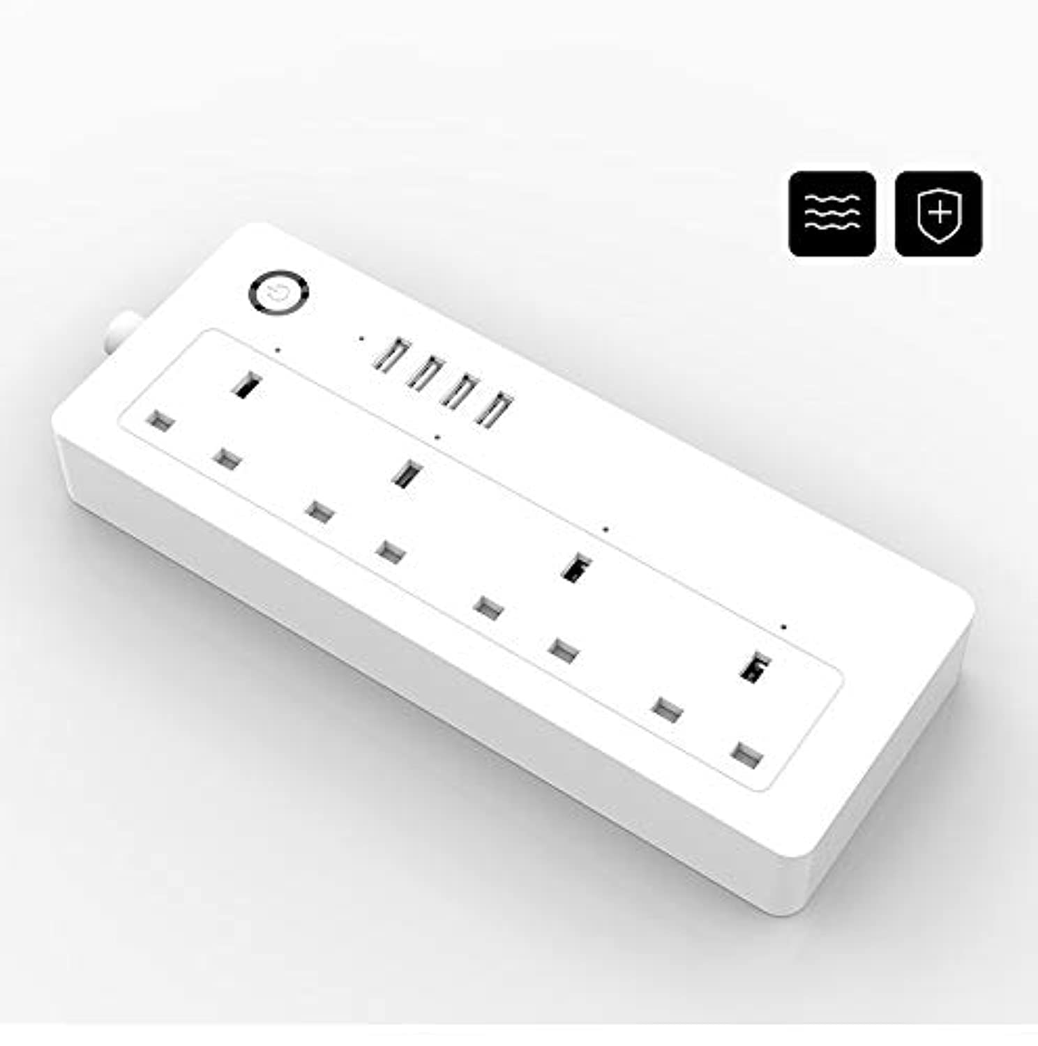 Winpossee Smart Life Tuya APP 1.8m Cable Intelligent power strip 4 Outlets Plug Socket Wifi Smart Power Strip with USB 4 Charging Port App Voice Control Work with Alexa Google Home Assistant