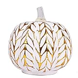 JARVANIA Fall Decor Glass Pumpkins, Halloween Candles LED Fall Decorations, Glass Pumpkins Decorations Made of Mercury, Lanterns Decorative Battery Operated (New Gold)