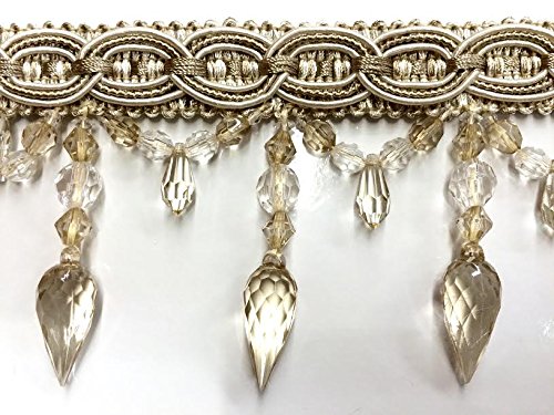 4" Lucite Crystal Beaded Tassel Fringe Trim By The Yard Tf-32/1 White #TOP4