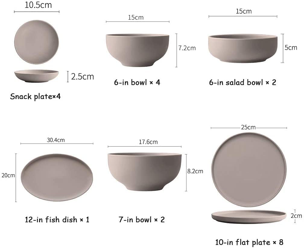 Luksusowy 21-częściowy porcelanowy zestaw zastawy stołowej matowe brązowe ceramiczne talerze i miski elegancka rodzinna zastawa stołowa nadaje się do mycia w zmywarce stylowa zastawa stołowa do domu i