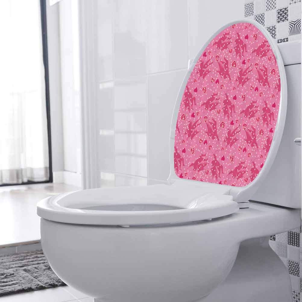 Art Decals Stickers Eros with Hearts Dots Bathroom Toilet Seat Lid Cover Decals Stickers for Home Living Room Bedroom Kitchen, W8xH11 INCH