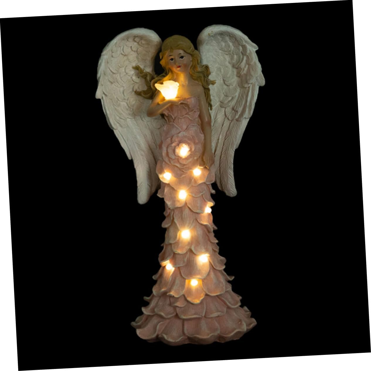 KESYOO Solar Powered Angel Lamp Garden Figurine for Outdoor Decor Resin Angel Statue Warm White Light for Patio and Lawn