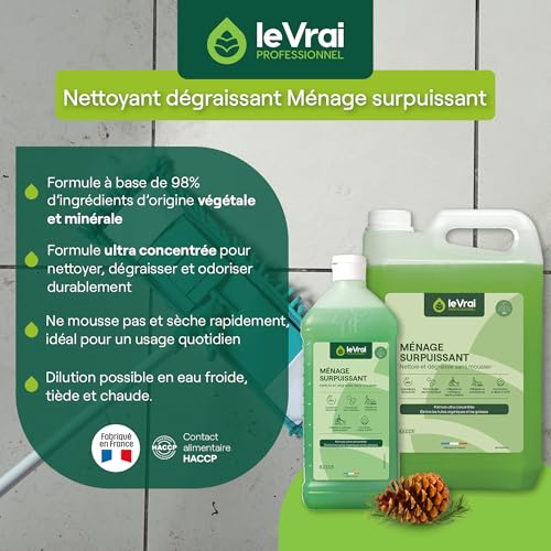 LE VRAI PROFESSIONNEL - Nettoyant Surpuissant - Détergent & Dégraissant non Moussant - Multi-surfaces (Sol/carrelage/hote/plan de travail) - Senteur Pin des Landes - Fabrication Française - Flacon 1 L – vue 3
