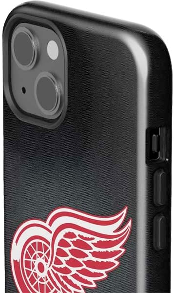 Skinit Impact Phone Case Compatible with iPhone 14 - Officially Licensed NHL Detroit Red Wings Black Background Design