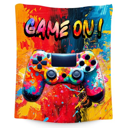 Gamer Blanket for Boys Men Blankets Gifts - 60x80 Inches Cool Soft Cozy Gaming Throw for Bed