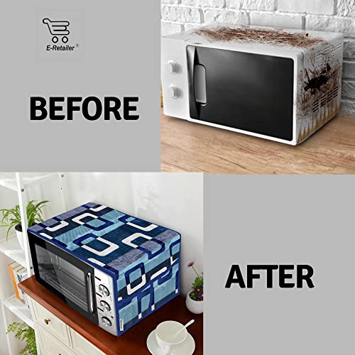 Image of Polyester 3-Layered Microwave Oven Top Cover With 4 Utility Pockets Suitable for Upto 30 Liter (Color- Blue, Size-36x14 Inches)