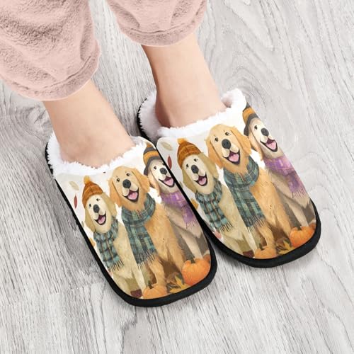 Pumpkin Dog Yellow Autumn Slippers For Women Men Soft Memory Foam Non-Slip Hallowmas Winter Indoor House Shoes Travel Slipper4