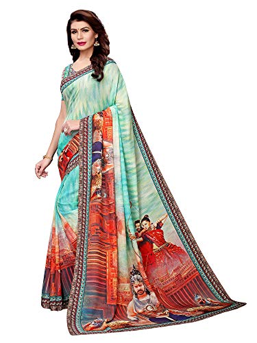 Image of AKHILAM Women's Bahubali Digital Printed Art Silk Saree with Blouse Piece (BHBLI Parent)