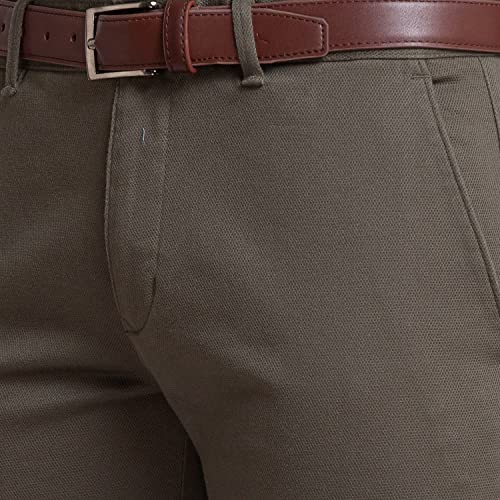 Image of Parx Men's Cotton Blend Solid Pattern Low Rise Tapered Fit Flat Front Casual Trouser
