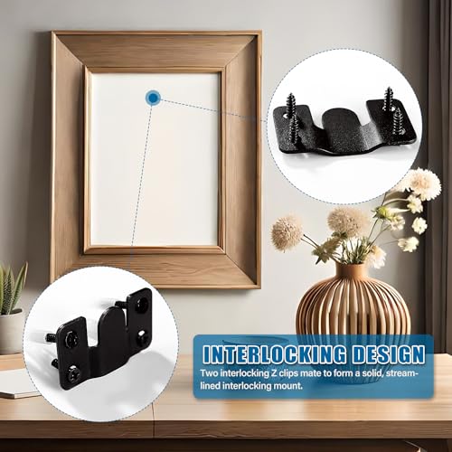 VooGenzek 6 PCS Flush Concealed Mount Bracket, Interlocking Picture Frame Hook, Mini Flush Steel Mounts - Image 4