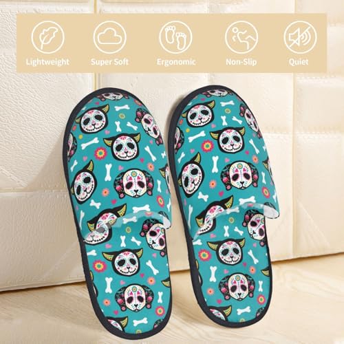 Skull Cat Print House Slippers For Women And Men,Soft Slippers With Memory Foam,Non-Slip Indoor Home Shoes2