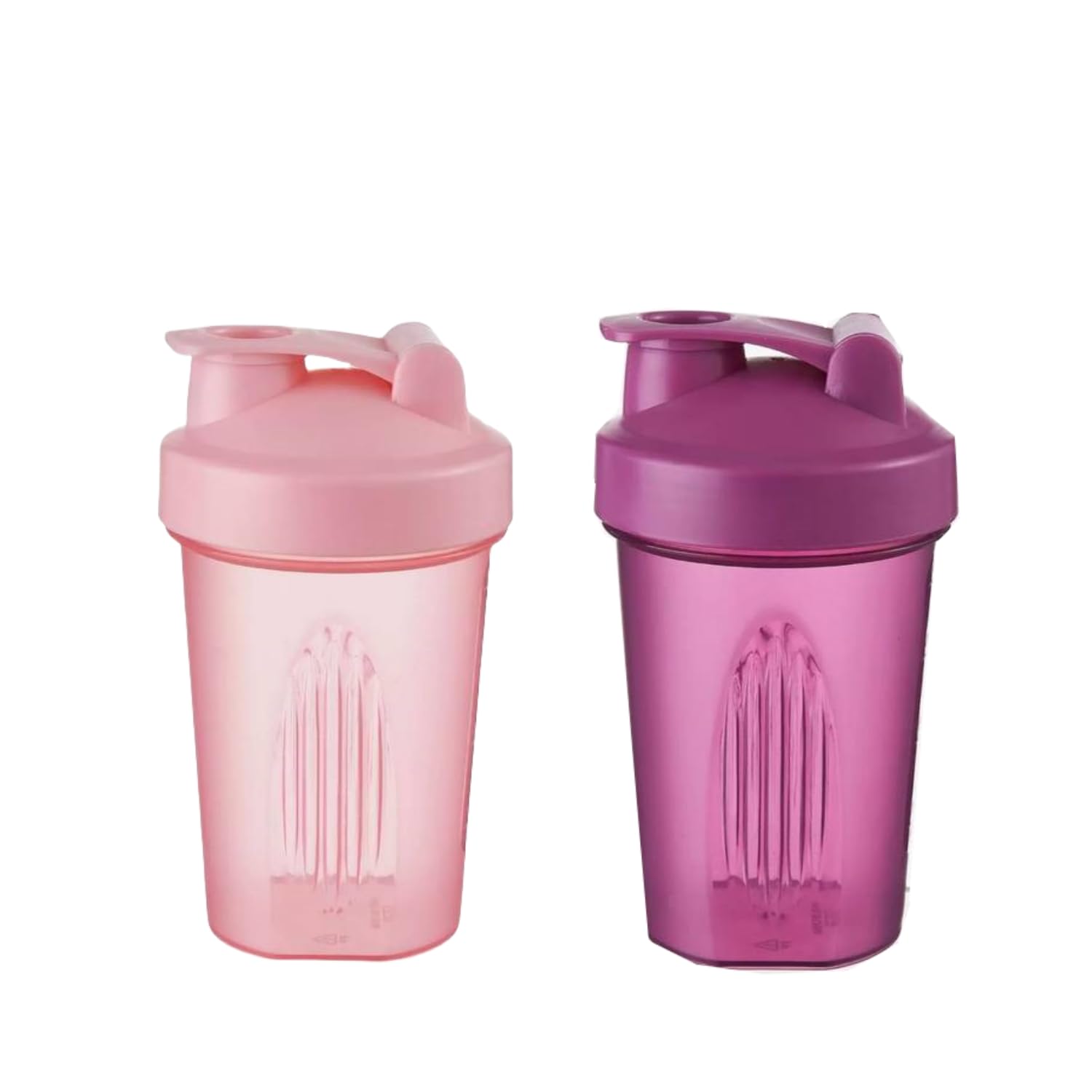 CHNLML Protein Shaker Bottle 400ML/16Oz w. Shaker Ball, Leak-Proof, BPA-Free, for Gym, Workout, Juice Mixer (Pink/Purple, 2 Bottles)