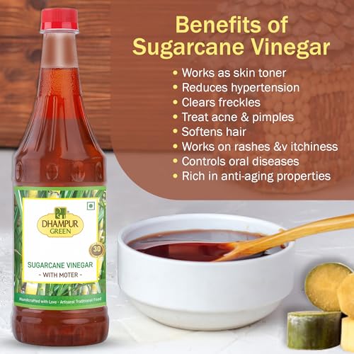 Image of Dhampurgreen Sugarcane Vinegar With Mother, 1600ML (800MlX2) | Sirka | For Cooking, Pickles, Salads, | Sugar Cane Fruit Vinegar