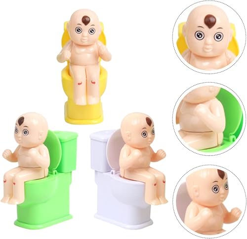 Miniatura 4 de Juguete de broma de agua para el inodoro: 3 piezas de muñeca sentada en el inodoro, juguetes de broma para asiento de inodoro, juguetes de trucos