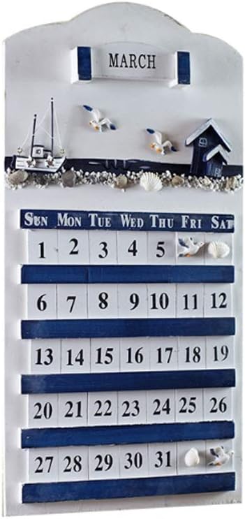 Amazon ウォールカレンダー オフィスバーのための木製の永久カレンダーカレンダーの壁の装飾的な壁のカレンダーぼろぼろのシックな永続的なレトロな カレンダー 記念品 Color A ウォールポケット オンライン通販