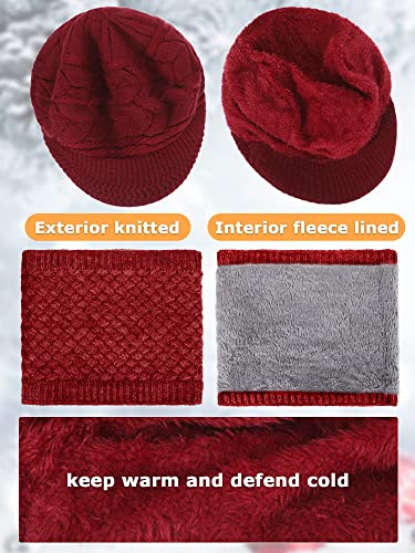Handepo 12 Pieces Winter Hat Gloves Scarf Set Homeless Snow Ski Knit Caps Touch Screen Mittens3
