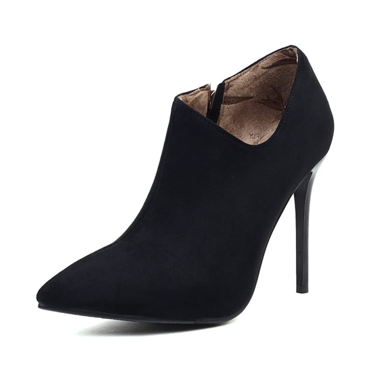 CoceMoce Sexy Stilettos High Heel Ankle Booties for Women Pointed Toe Heeled Boots Fur Lining Suede Autumn Winter