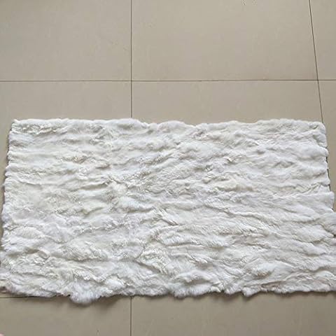 Seek4comfortable Real White Rex Rabbit Fur Throw Plate Rug Spread Skin Throw Blanket Rugs for Living Room, 43”x 22 ” Cover