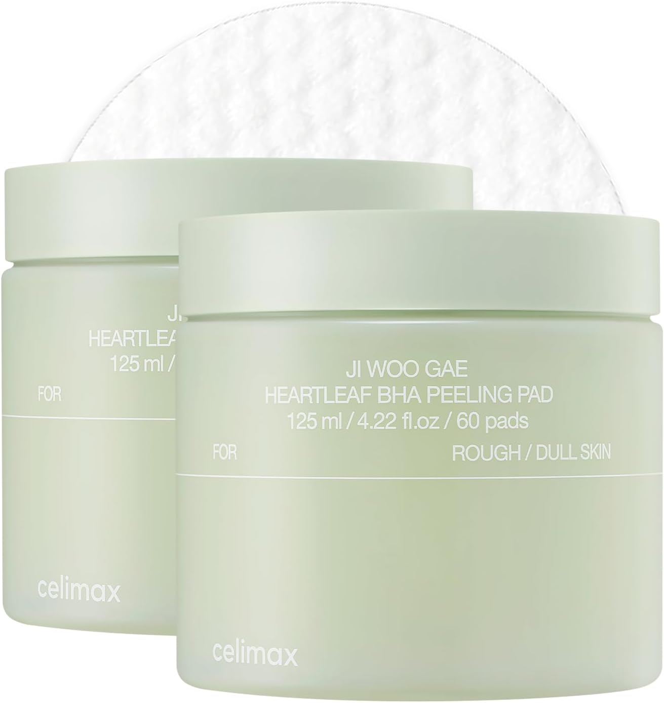 Ji.Woo.Gae Heartleaf BHA Peeling Pad Double Edition | with Heartleaf Extracts, Exfoliating Toner Pads, Facial Peels, Hydrating, For Troubled Skin & Breakouts, Mother's Day Gift (60pads*2)