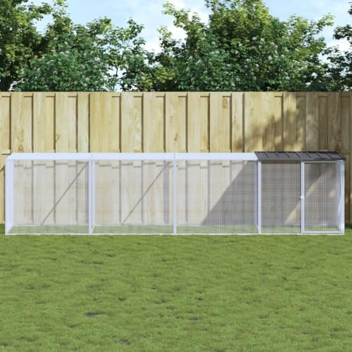 Anthracite Galvanized Steel Chicken Cage Large Outdoor Animal Enclosure 158.7 x 38.6 x 35.4 in for Poultry Protection and Backyard Use